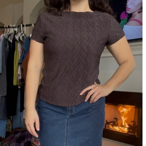 2000s Cottage Fairy Whimsy Textured Short Sleeve Blouse - Picture 6 of 6